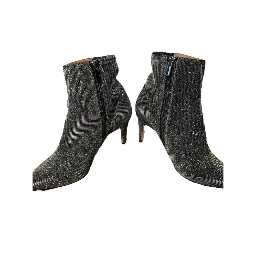 Eloquii silver platinum bling sparkly glitter Chelsea Ankle boots size 9 WIDE - Picture 5 of 15